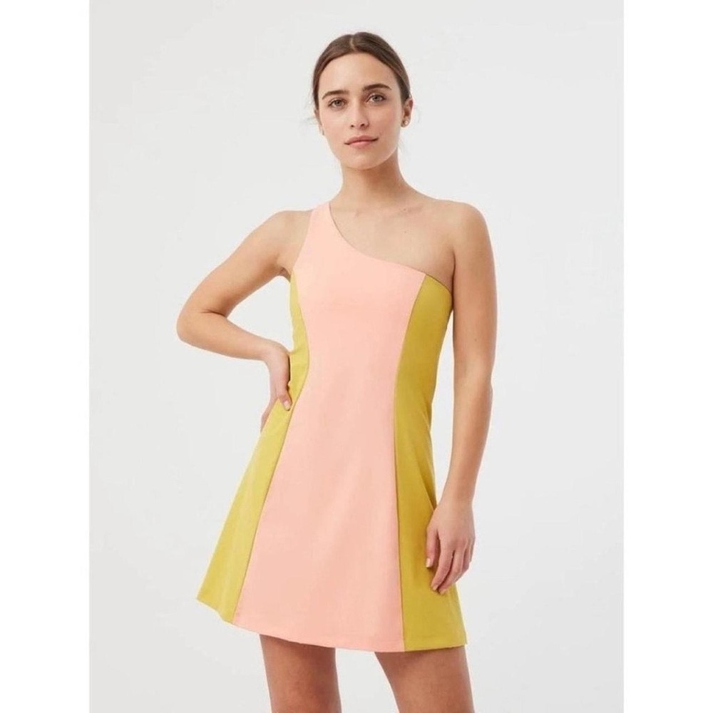 Outdoor Voices One Shoulder Athletic Dress in Nectarine / Dijon, Medium